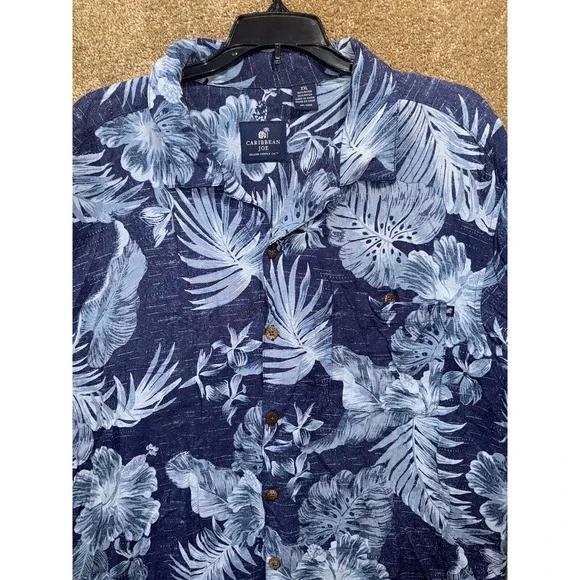 Caribbean Shirt Size XXL Hawaiian Floral Short Sleeve Button Down - Picture 2 of 4